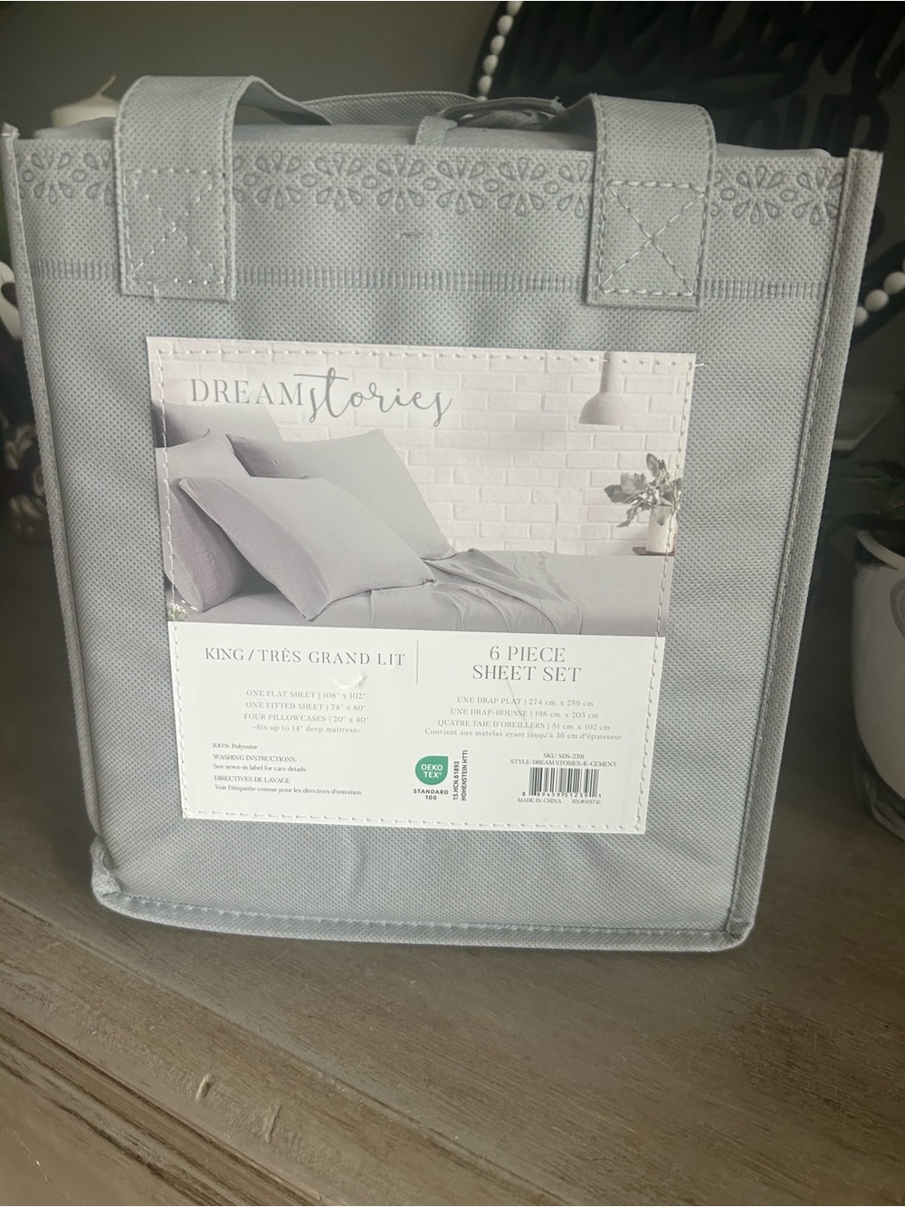 Dream Stories King 6-Piece Sheet Set in Light Gray NWT